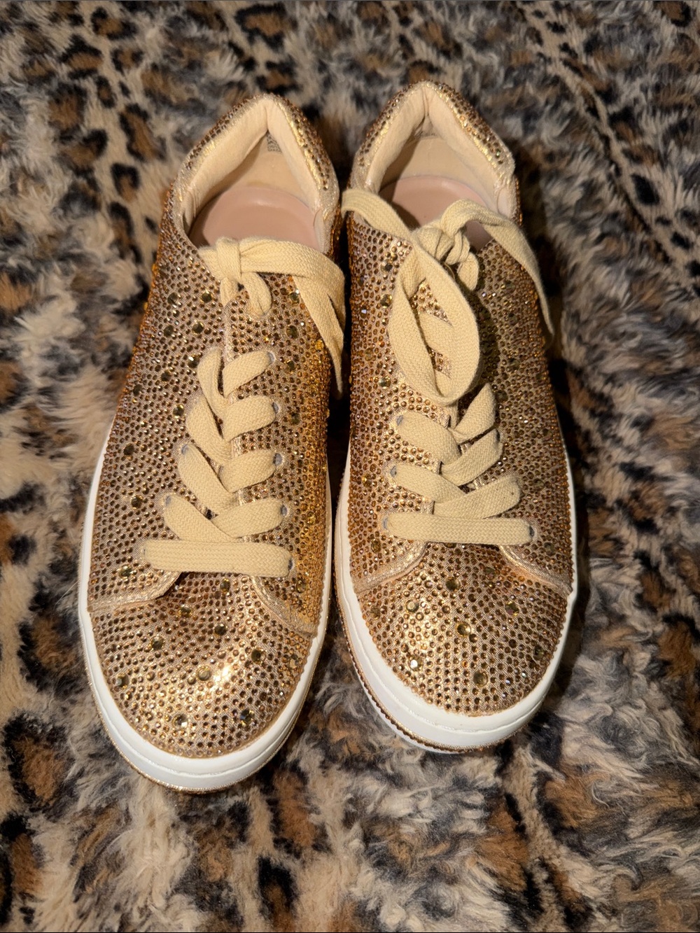 Women'sCrown & Ivy Gold Rhinestone Lace-Up Sneakers